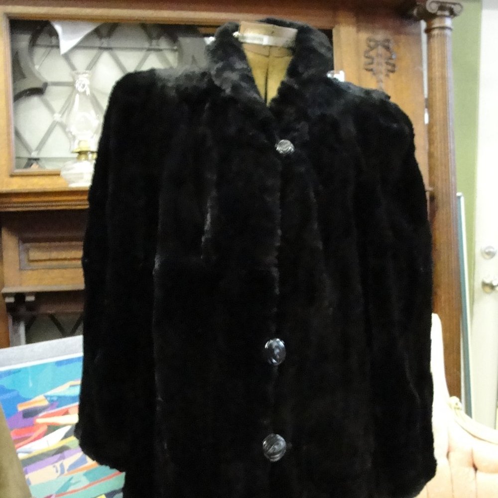 Depression Era Pappas Furriers Full Length Sheared Black Mink Coat